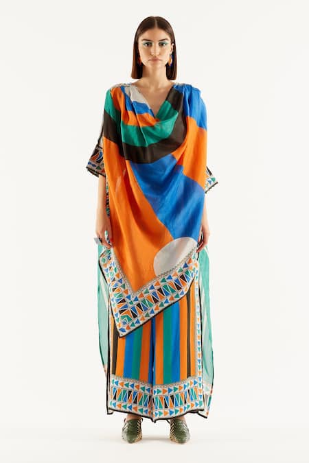 Rajdeep Ranawat Montijo Silk Kaftan Tunic & Pant Set 