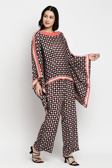 Gaya_Multi Color Viscose Crepe Lurex Geometric Motifs Round Avery Printed Kaftan Top_Online_at_Aza_Fashions