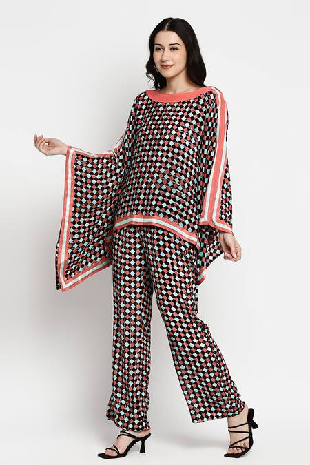 Shop_Gaya_Multi Color Viscose Crepe Lurex Geometric Motifs Round Avery Printed Kaftan Top_Online_at_Aza_Fashions