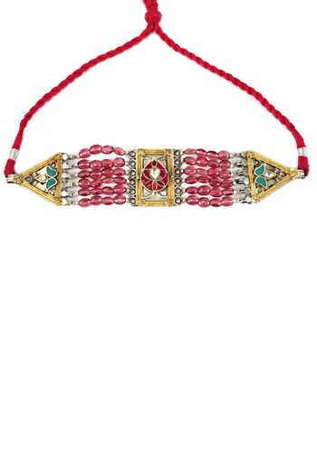 Sangeeta Boochra_Silver Plated Handcrafted Stone Embellished Choker _Online_at_Aza_Fashions