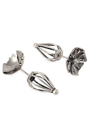 Sangeeta Boochra_Silver Plated Handcrafted Carved Earrings _Online_at_Aza_Fashions