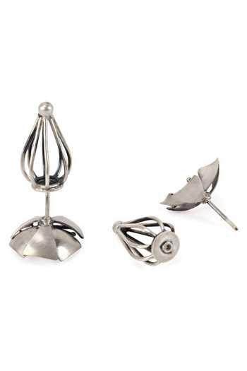 Buy_Sangeeta Boochra_Silver Plated Handcrafted Carved Earrings _Online_at_Aza_Fashions