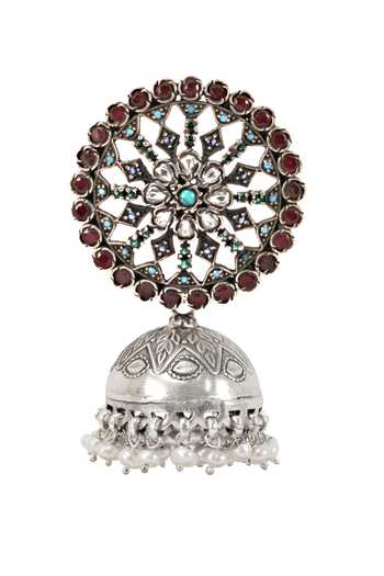 Buy Sangeeta Boochra Silver Plated Stones, Beads Handcrafted Floral Carved Earrings Online at Aza Fashions Buy_Sangeeta Boochra_Silver Plated Stones, Beads Handcrafted Floral Carved Earrings _Online_at_Aza_Fashions