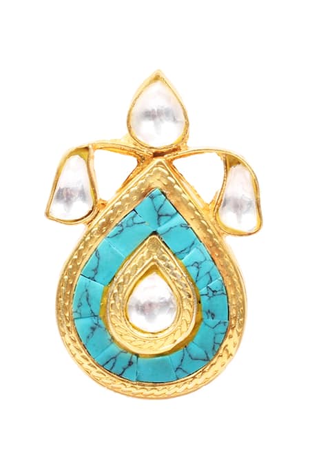 Buy_Sangeeta Boochra_Gold Plated Stones Handcrafted Teardrop Studs _Online_at_Aza_Fashions