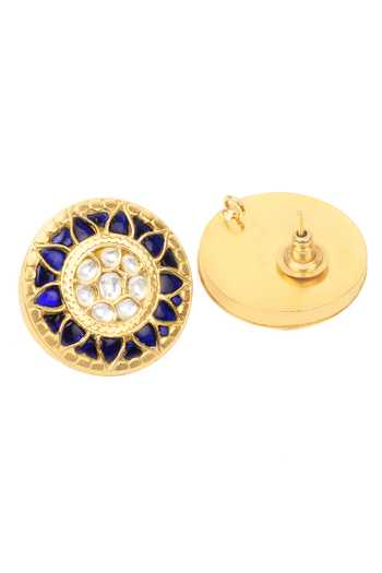 Sangeeta Boochra_Gold Plated Stones Handcrafted Circular Studs _Online_at_Aza_Fashions