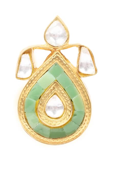 Buy_Sangeeta Boochra_Gold Plated Stones Handcrafted Teardrop Studs _Online_at_Aza_Fashions