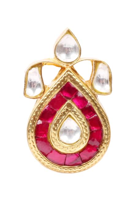 Buy_Sangeeta Boochra_Gold Plated Stones Handcrafted Teardrop Studs _Online_at_Aza_Fashions