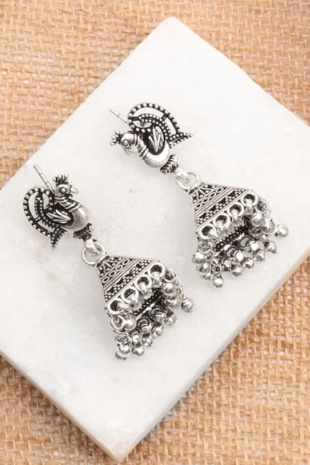 Sangeeta Boochra Handcrafted Carved Jhumkas 