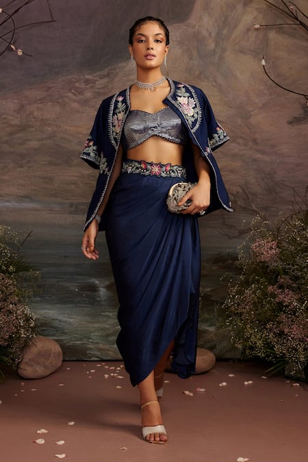 Ajiesh Oberoi Heer Short Jacket & Draped Skirt Set 