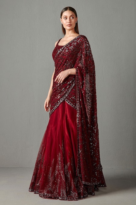 Bridal Maroon Lehenga Indian Ethnic Wedding Wear Velvet Lengha Cchristmas  Gift | eBay