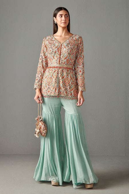 Rabani & Rakha Dalia Embroidered Jacket & Gharara Set 