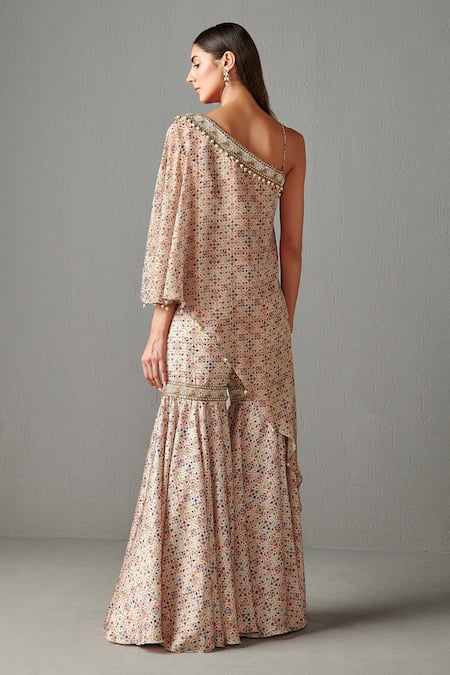 Rabani & Rakha Asymmetric Kurta & Gharara Set 