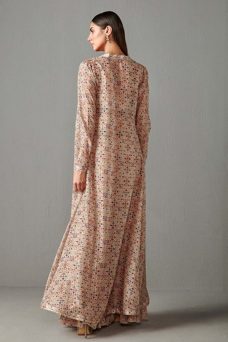 Rabani & Rakha Floral Print Gharara Set With Jacket 