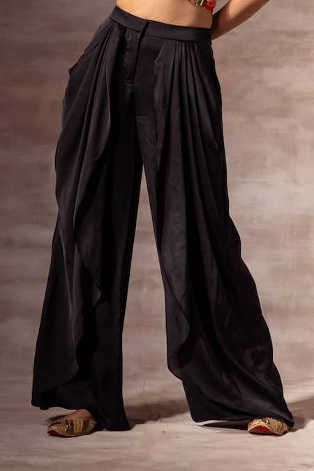 Buy Blue Terylene Plain Cowl Pleated Draped Pant For Men by S&N by Shantnu  Nikhil Online at Aza Fashions.
