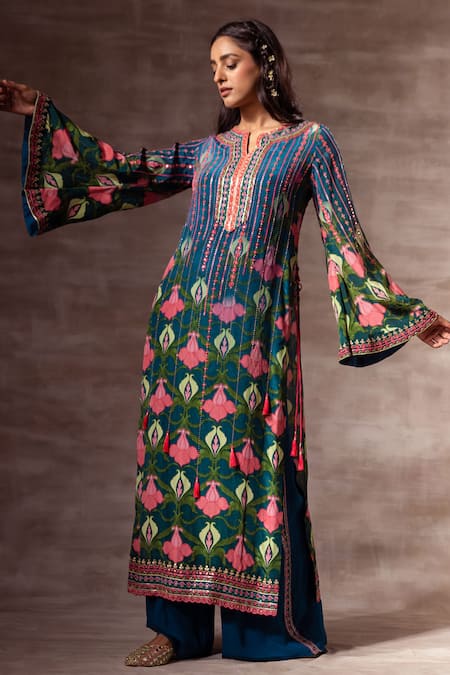 Ruhr India Lotus Print Kurta 