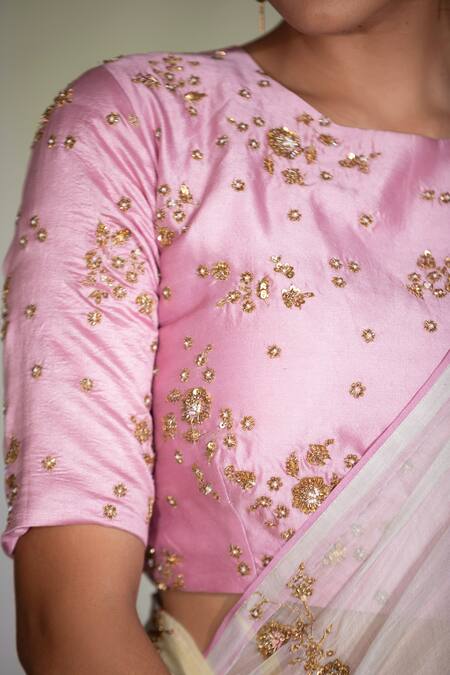 Buy_Deep Thee_Multi Color Hand Woven Silk Floral Motifs Round Embroidered Saree With Blouse _Online_at_Aza_Fashions