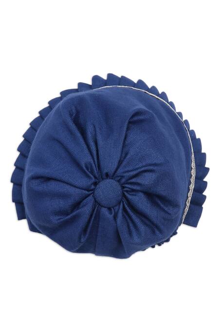 Shop_Tiber Taber_Blue Silk, Viscose Lace Embroidered Cap Mittens And Booties Set_Online_at_Aza_Fashions