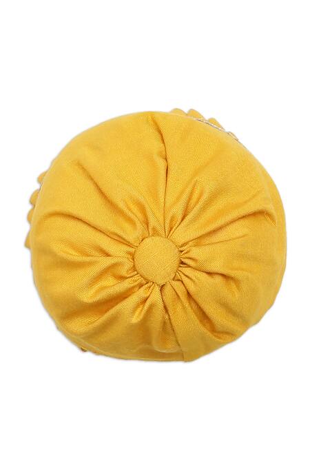 Shop_Tiber Taber_Yellow Silk Organza, Silk, Viscose Lace Embroidered Cap And Booties Set_Online_at_Aza_Fashions