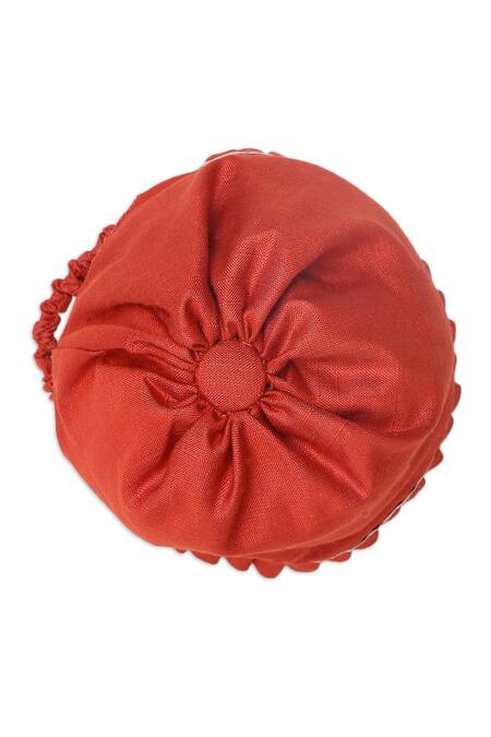 Buy_Tiber Taber_Red Silk, Viscose Embroidery Cap Mittens And Booties Set_Online_at_Aza_Fashions