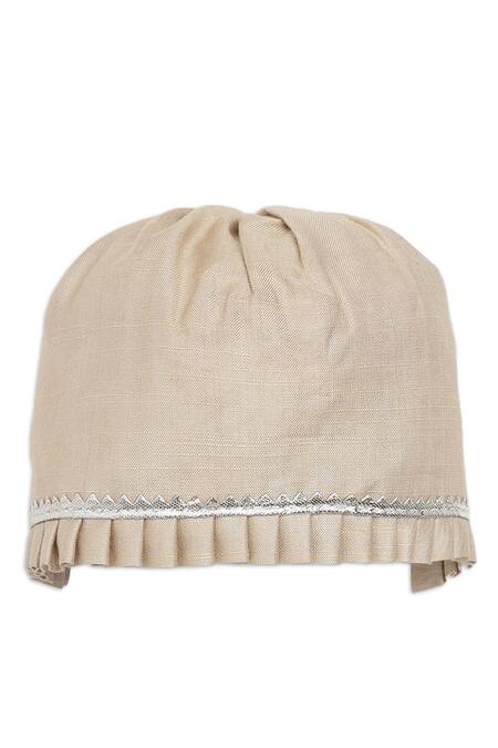 Buy_Tiber Taber_Beige , Viscose, Organza Embroidery Cap Mittens And Booties Set_Online_at_Aza_Fashions