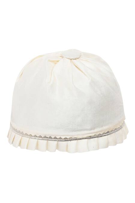 Buy_Tiber Taber_White Viscose, Muslin Embroidery Cap Mittens And Booties Set_Online_at_Aza_Fashions