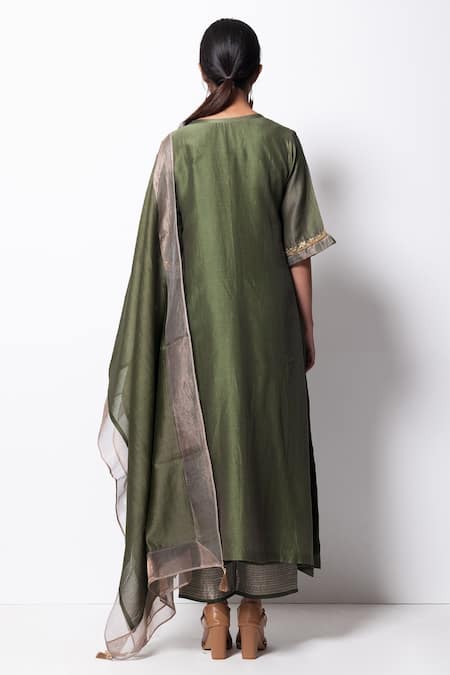 Bhavik Shah Handwoven Chanderi Silk Kurta Set 