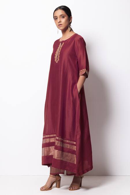 Bhavik Shah Purple Kurta Handwoven Chanderi Stole Chanderi Pant Cotton Set Online at Aza Fashions Bhavik Shah_Purple Kurta Handwoven Chanderi Stole Chanderi Pant Cotton Set _Online_at_Aza_Fashions