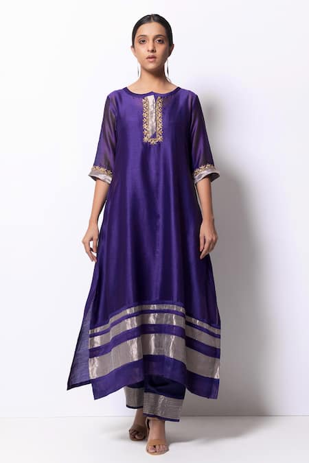 Buy Bhavik Shah Purple Kurta Handwoven Chanderi Stole Chanderi Pant Cotton Set Online at Aza Fashions Buy_Bhavik Shah_Purple Kurta Handwoven Chanderi Stole Chanderi Pant Cotton Set _Online_at_Aza_Fashions