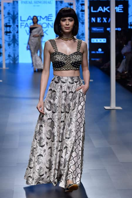 Payal Singhal Sabha Silk Bustier With Low Crotch Pant Lehenga 