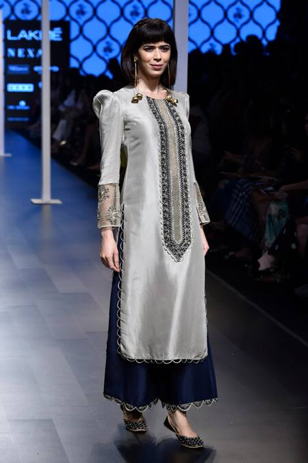 Payal Singhal - White Silkmul Embroidered Round Inaya Kurta Palazzo Set For  Women