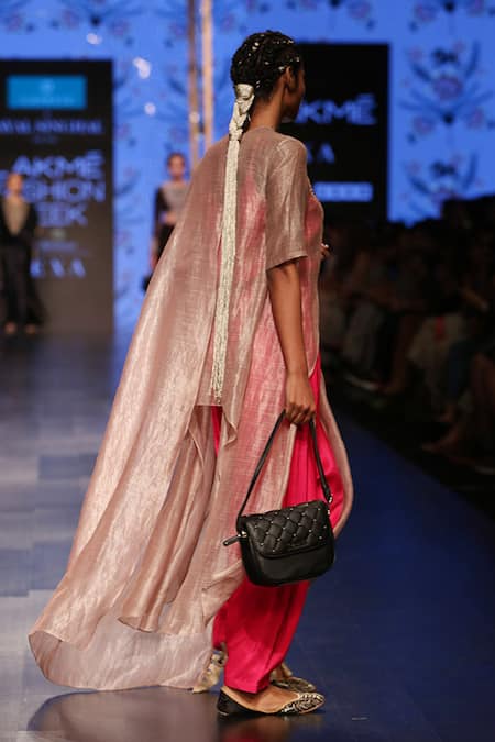 Shop Payal Singhal Grey Chanderi Embroidery Round Muniza High Low Kurta Salwar Set at Aza Fashions Shop_Payal Singhal_Grey Chanderi Embroidery Round Muniza High Low Kurta Salwar Set _at_Aza_Fashions