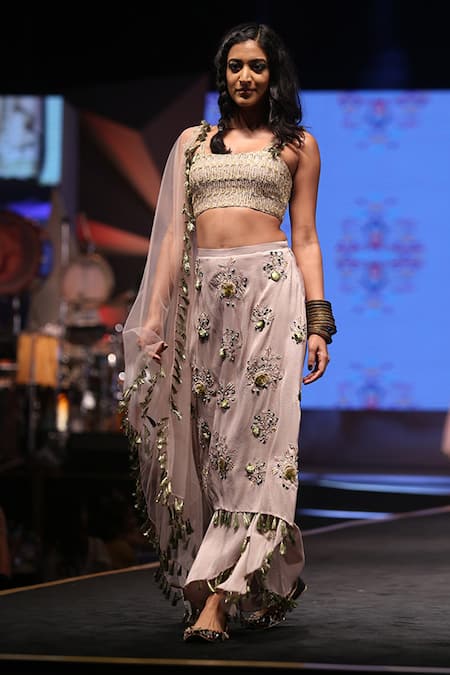 Payal Singhal Aylen Silk Bustier With Skirt Palazzo Set 