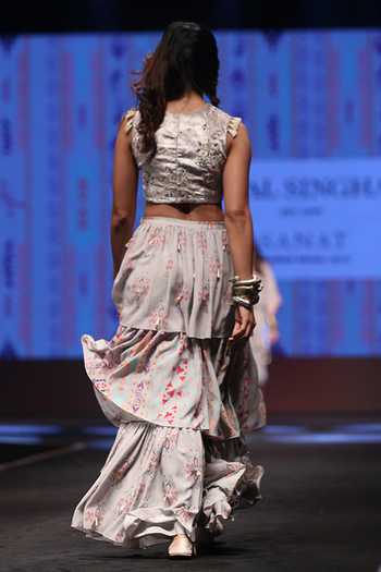 Payal Singhal Atoosa Velvet Choli & Ikat Print Sharara Set 