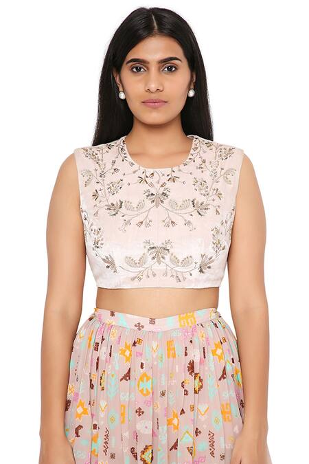 Shop Payal Singhal Purple Velvet Printed Bandhani Kilim Round Choli And Sharara Set Online at Aza Fashions Shop_Payal Singhal_Purple Velvet Printed Bandhani Kilim Round Choli And Sharara Set_Online_at_Aza_Fashions