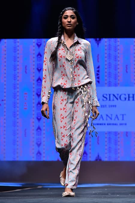 Payal Singhal Tamara Ikat Stripe Print Jumpsuit 