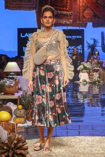 Buy Payal Singhal Brown Velvet Selena 