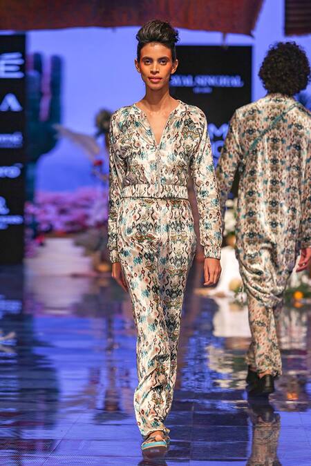 Buy Payal Singhal White Velvet Embroidered Ikat Afrika Printed Bomber Jacket And Jogger Pant Set Online at Aza Fashions Buy_Payal Singhal_White Velvet Embroidered Ikat Afrika Printed Bomber Jacket And Jogger Pant Set_Online_at_Aza_Fashions