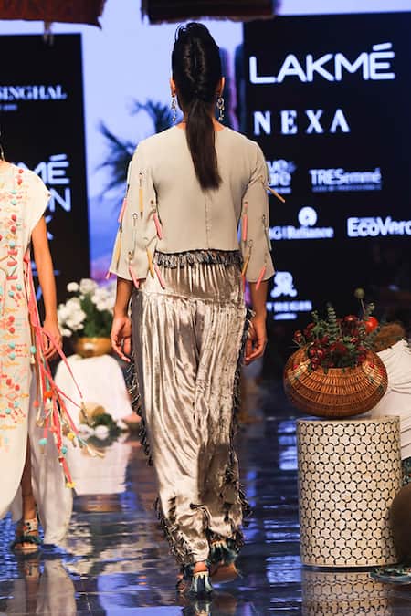 Payal Singhal Lucia Crop Top & Velvet Salwar Set 