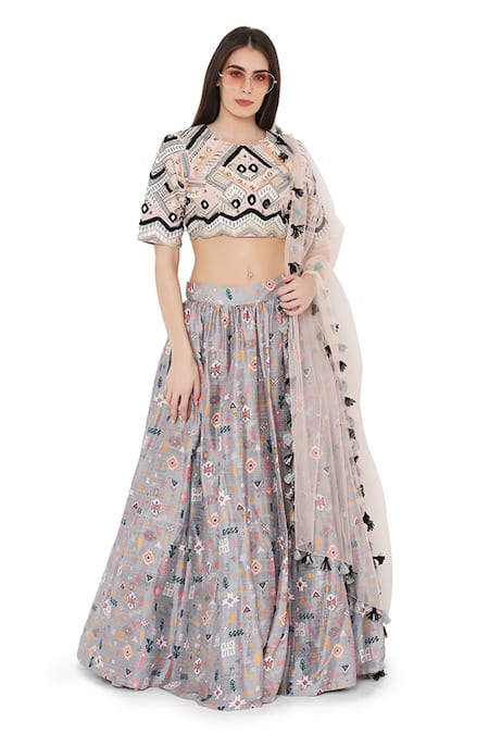 Payal Singhal Bandhani Kilim Print Lehenga Set 