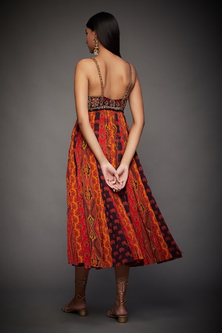 Shop RI.Ritu Kumar Multi Color Rayon Crepe Floral, Paisley V Neck Printed Strappy Dress at Aza Fashions Shop_RI.Ritu Kumar_Multi Color Rayon Crepe Floral, Paisley V Neck Printed Strappy Dress _at_Aza_Fashions