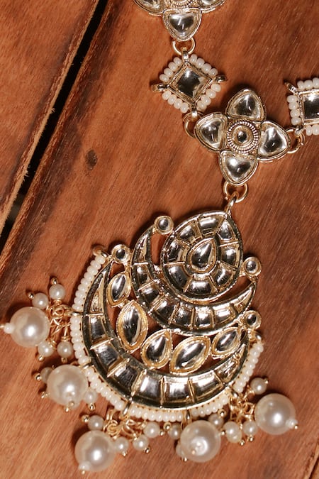 Shop_Ishhaara_Gold Plated Kundans Studded Sheeshphool_Online_at_Aza_Fashions