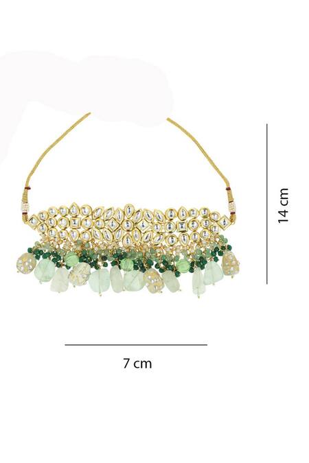 Shop_Ishhaara_Gold Plated Stones Kundan Drop Choker Set _Online_at_Aza_Fashions