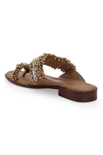 Buy_5elements_Beige Ghunghroo Kolhapuri Flats _Online_at_Aza_Fashions