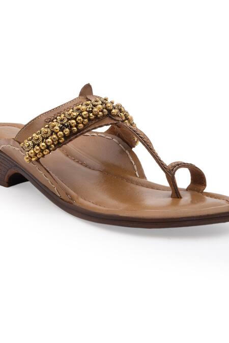 Shop 5elements Beige Embellished Ghunghroo Kolhapuri Flats Online at Aza Fashions Shop_5elements_Beige Embellished Ghunghroo Kolhapuri Flats _Online_at_Aza_Fashions