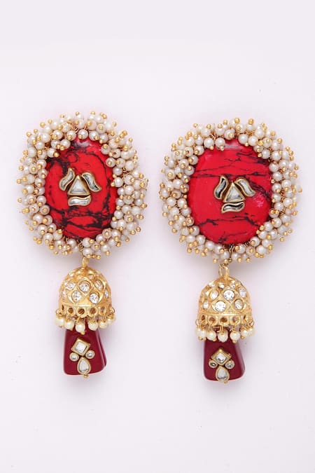 Dugran By Dugristyle Cluster Pearl studded Jhumkas 