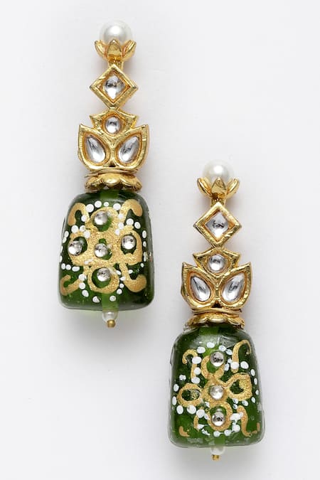White Finish Kundan Polki Drop Earrings Design by Saga Jewels at Pernia's  Pop Up Shop 2024