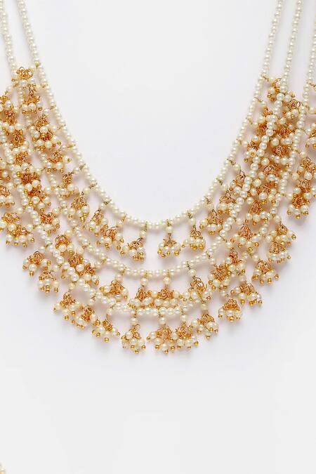 Buy Dugran By Dugristyle Gold Pearl And Kundan Layered Necklace Online at Aza Fashions Buy_Dugran By Dugristyle_Gold Pearl And Kundan Layered Necklace _Online_at_Aza_Fashions