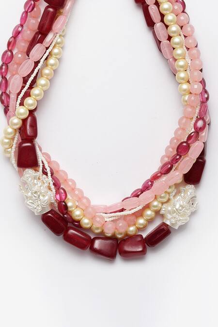 Buy_Dugran By Dugristyle_Multi Color Multi-color Layered Kundan Pearl Necklace _Online_at_Aza_Fashions