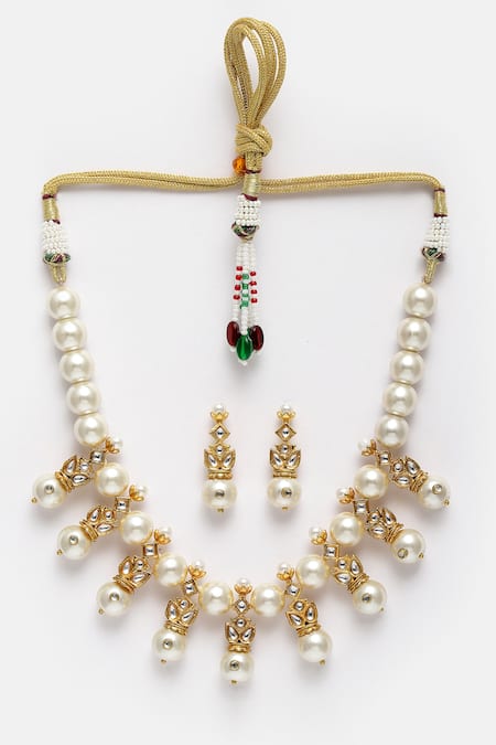 Dugran By Dugristyle Pearl Drop Necklace Set 