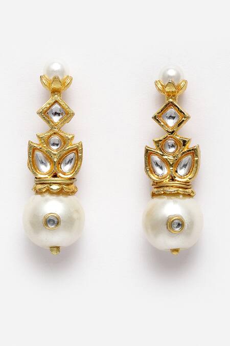 Dugran By Dugristyle Gold Plated Pearls, Stones Kundan And Drop Necklace Set Online at Aza Fashions Dugran By Dugristyle_Gold Plated Pearls, Stones Kundan And Drop Necklace Set _Online_at_Aza_Fashions